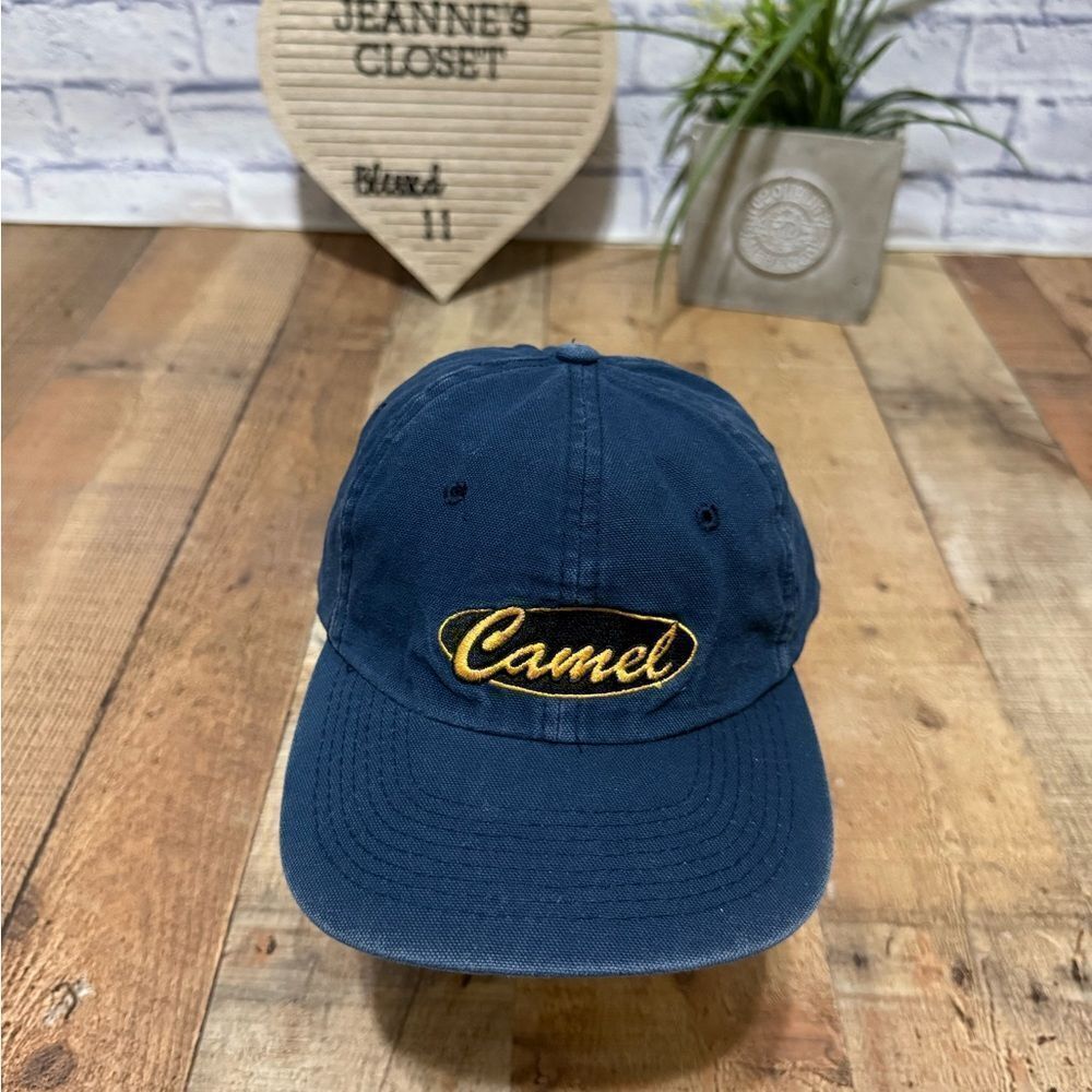 Vintage Navy Blue Camel Cigarette Baseball Cap, Logo. Buckle Strap. Cotton.